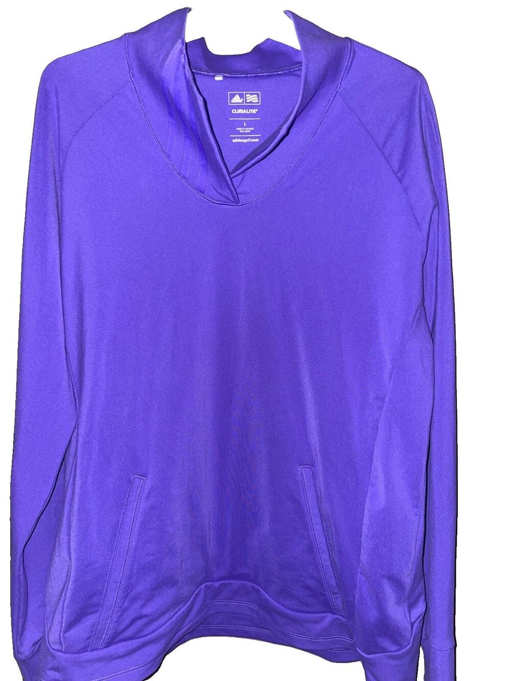 Adidas Golf X22939 Women Purple Snap Neck Pullover Climalite Performance Sz L